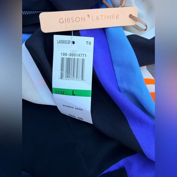 Gibson NWT Multicolor Striped‎ Blouse size L - Picture 3 of 13